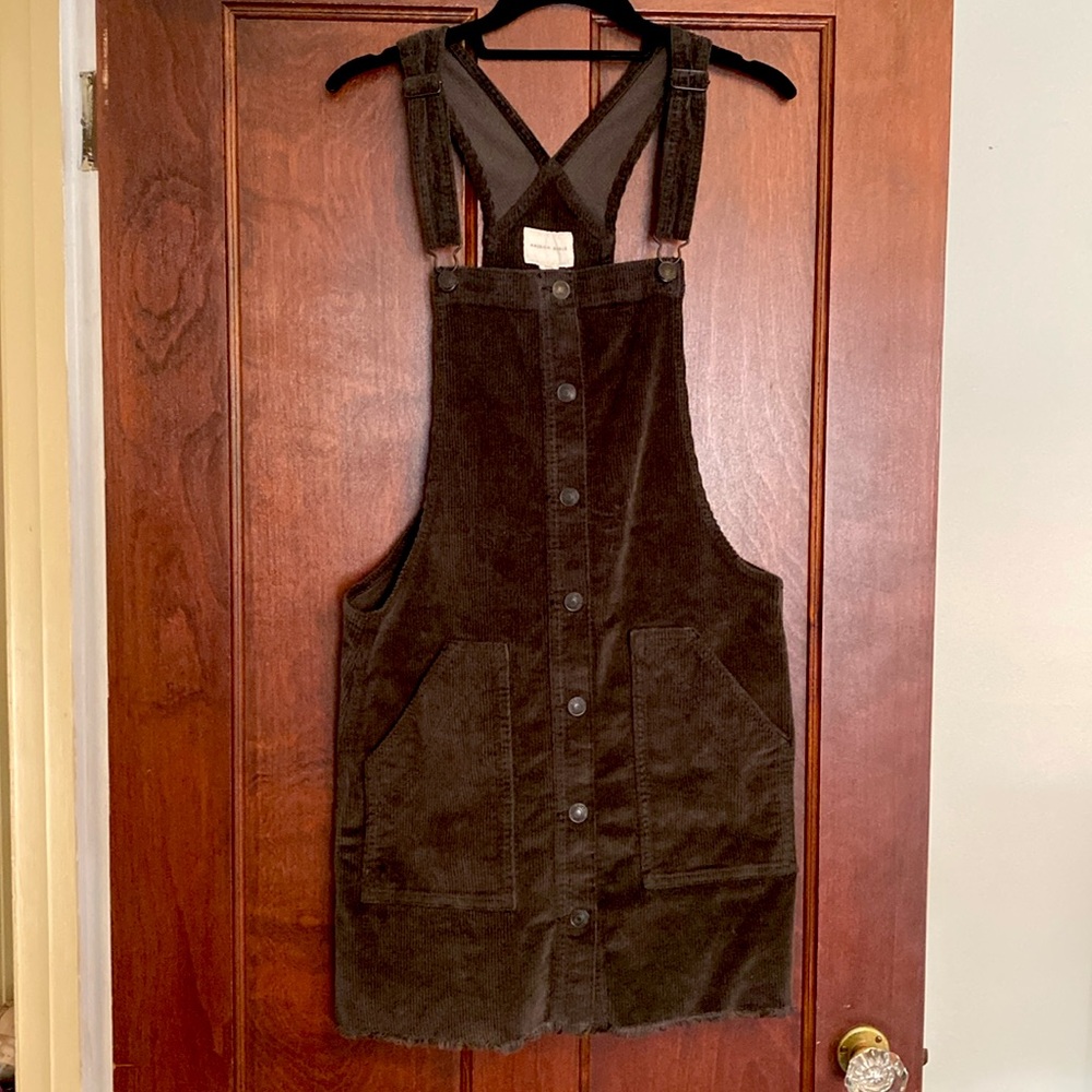 Black/charcoal corduroy overall dress / smock